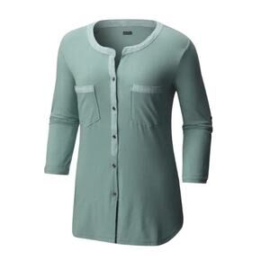 Columbia Vista Hills Henley Blouse Size Large LG Green